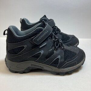 Merrell Hiking Boots Boys 12.5M Hilltop Mid Quick-Closing Waterproof Shoes Black